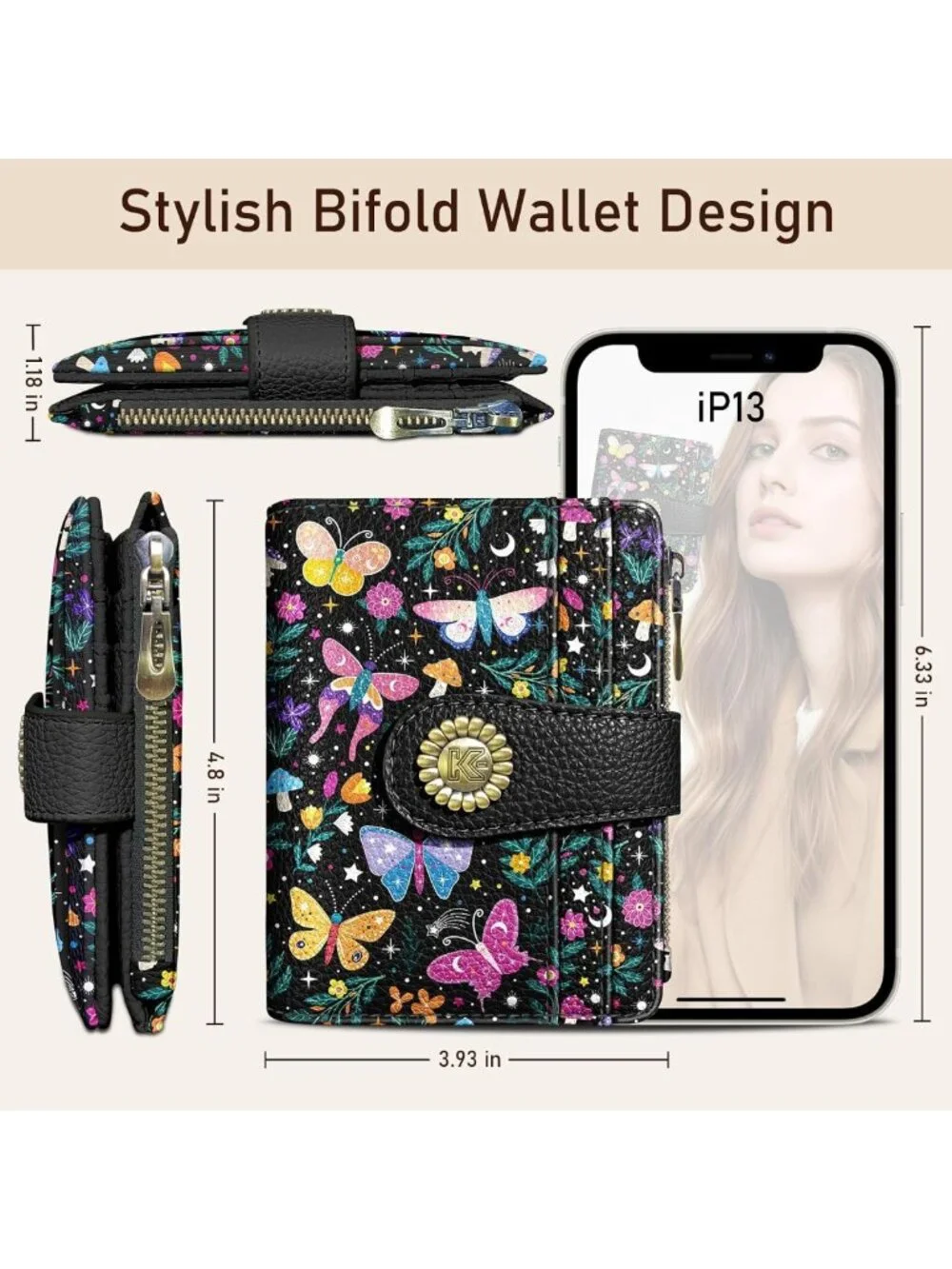 Chic Small RFID Women's Bifold Wallet with Zipper Coin Pocket - Stylish & Secure